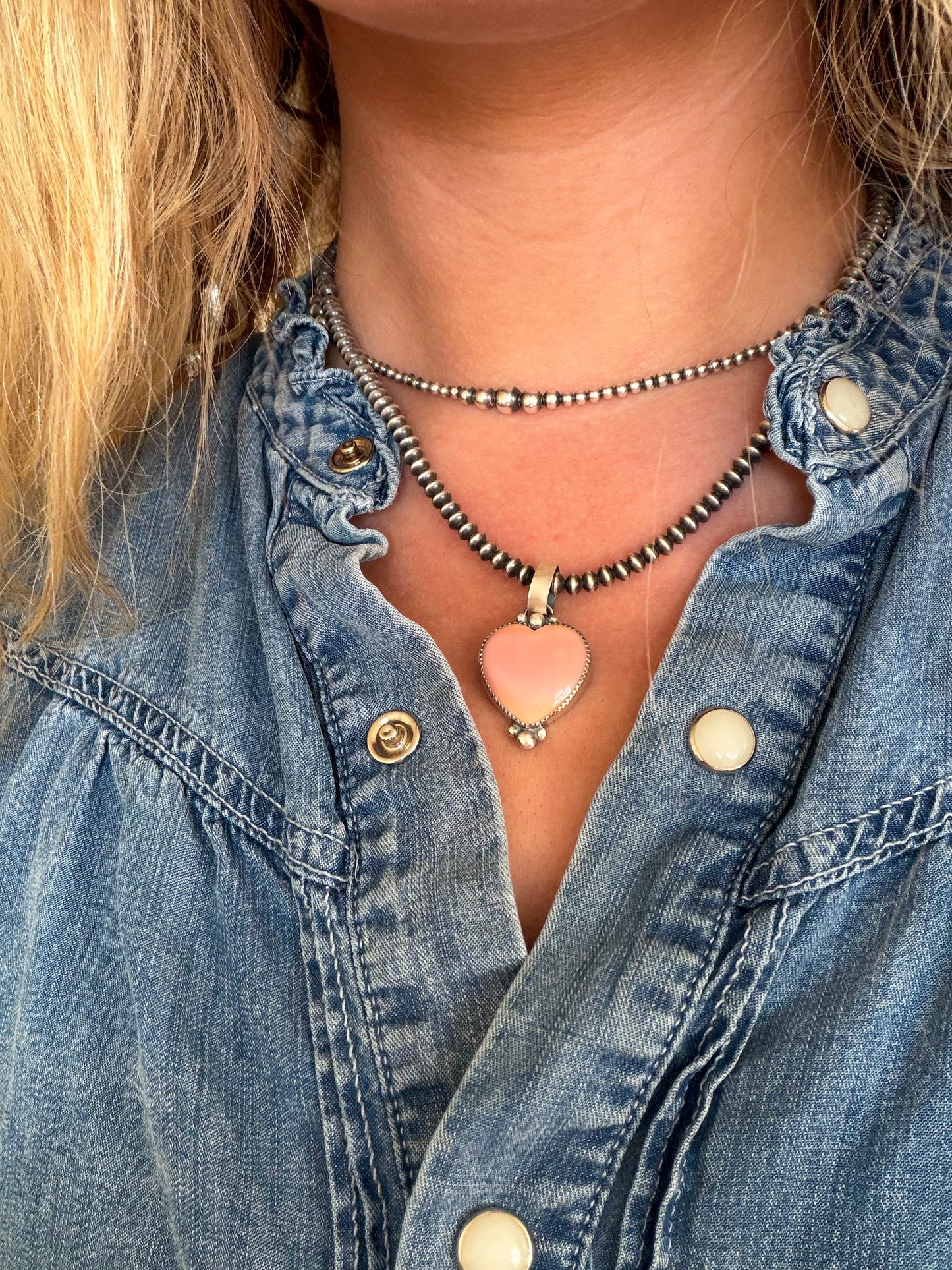 Pink Conch Heart Pendant