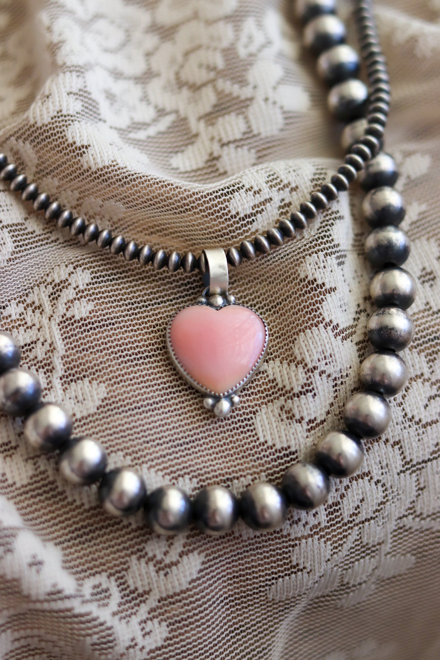 Pink Conch Heart Pendant