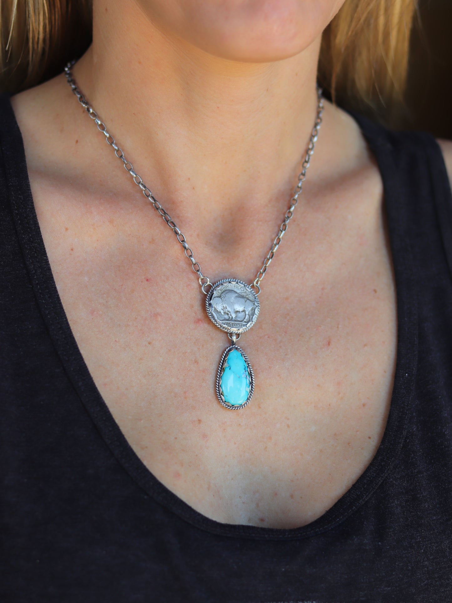 Buffalo Nickel Drop Necklace